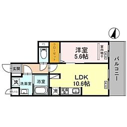 トリニティ三国ヶ丘 1LDKの間取図画像