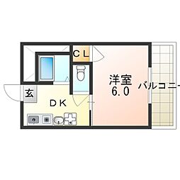 サンコーポ 1DKの間取図画像