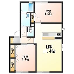 エスポワールC棟 2LDKの間取図画像