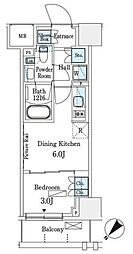 パークアクシス横浜伊勢佐木町通り 1DKの間取図画像