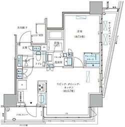 パークアクシス五反田スカイタワー 1LDKの間取図画像