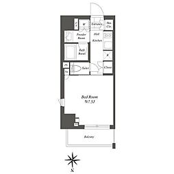 クレストコート白金高輪 6階1Kの間取り