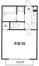 K.Gフラット 1階1Kの間取り