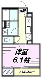 リブリ・Felice国立 1Kの間取図画像