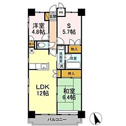 フジ・ヴェール毘沙門堂 2LDKの間取図画像