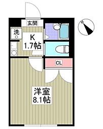 ヴィラージュS 1Kの間取図画像