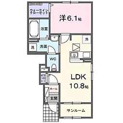 パピーI 1LDKの間取図画像