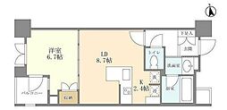 シティハウス東京新橋 8階1LDKの間取り