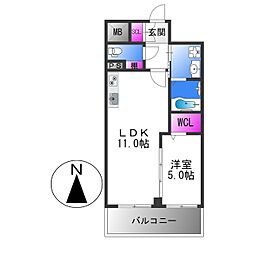 VITA荒本 11階1LDKの間取り