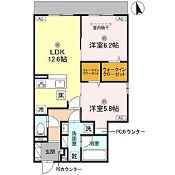 Speciale上住吉 2LDKの間取図画像
