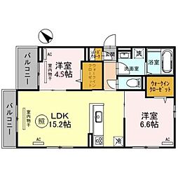 ブリーシュフルケイ 2LDKの間取図画像