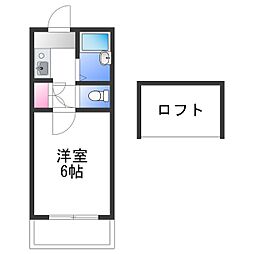 レンパレスパルコA 1Kの間取図画像