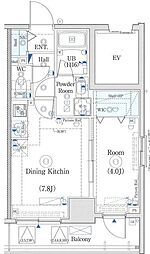 エストゥルース横濱吉野町 1DKの間取図画像