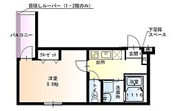 フジパレス鴻池新田V番館 1Kの間取図画像