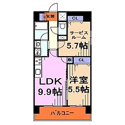 プライムスクエア2 1SLDKの間取図画像