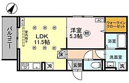 さいたま市北区宮原町4丁目アパート 1LDKの間取図画像