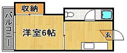 クレール桜坂 ワンルームの間取図画像