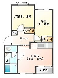 エスポラード 2階2LDKの間取り