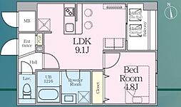Urban二長町 1LDKの間取図画像