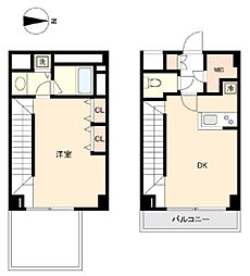 HF中野坂上レジデンス 1階1LDKの間取り