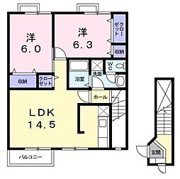 ハイツシマダ 2LDKの間取図画像
