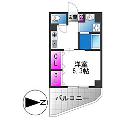 ダーナ・パル 1Kの間取図画像