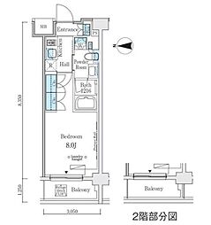 ウエリスアーバン中野坂上 1Kの間取図画像