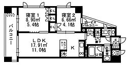 チェスターコート御茶ノ水 11階2LDKの間取り