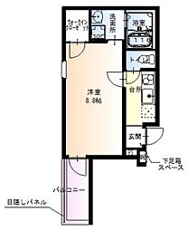 フジパレス西淡路3番館 1Kの間取図画像