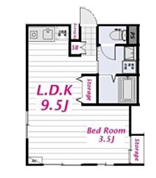 パインルーツ国府台 1LDKの間取図画像