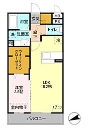 ベルフルール 1LDKの間取図画像
