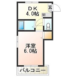 シャトル市大前 1DKの間取図画像