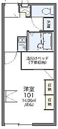 レオパレスシャトーB 1Kの間取図画像