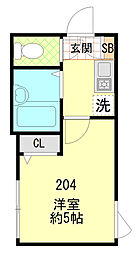 エフスクエア 1Kの間取図画像