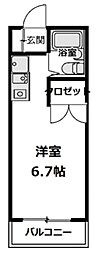 モイスチャーガーデン大和田町 ワンルームの間取図画像