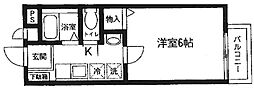 モンテピア2 1Kの間取図画像
