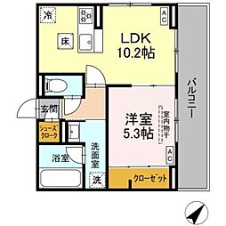 D Paina Namamugi III 1LDKの間取図画像