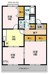 グリンヒル 1階3DKの間取り