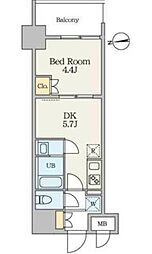 Alivis五反野 1DKの間取図画像