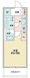 ラドゥセールお花茶屋2 1Kの間取図画像