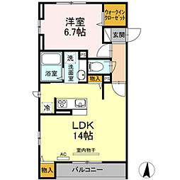 メゾンヴィクトワール梶ヶ谷 1LDKの間取図画像