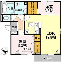 エトワール 2LDKの間取図画像