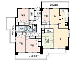 フラット三ツ沢公園 5LDKの間取図画像