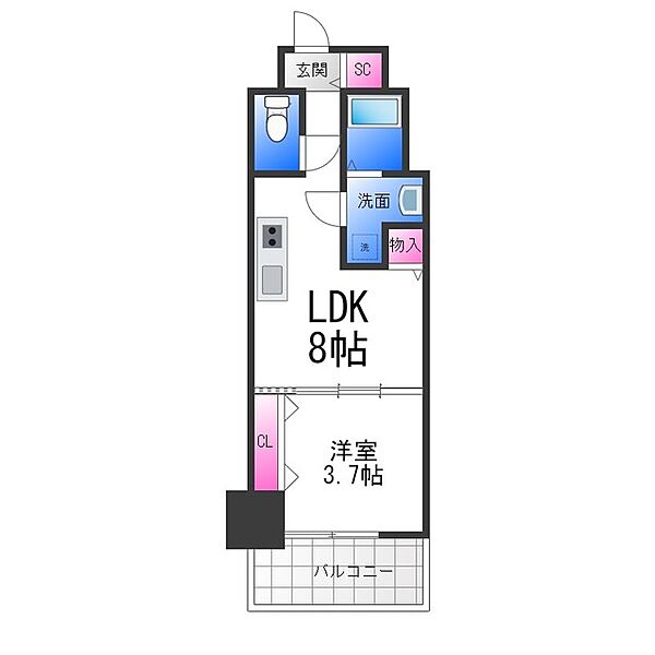 クローバー・レジデンスNａｋａｍｏｚｕ ｜大阪府堺市北区中百舌鳥町６丁(賃貸マンション1LDK・14階・28.01㎡)の写真 その2