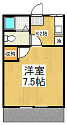 ハイツY 1Kの間取図画像