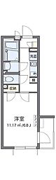 クレイノプレアデス 3階1Kの間取り