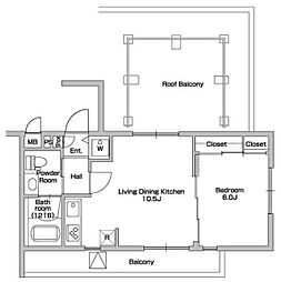 都営大江戸線 新江古田駅 徒歩3分の賃貸マンション 4階1LDKの間取り