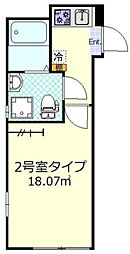 グランシャリオ池袋 2階1Kの間取り