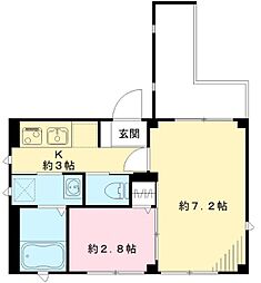 カシータ海内 1SKの間取図画像