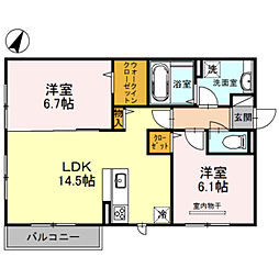 IZUMI金岡 2LDKの間取図画像